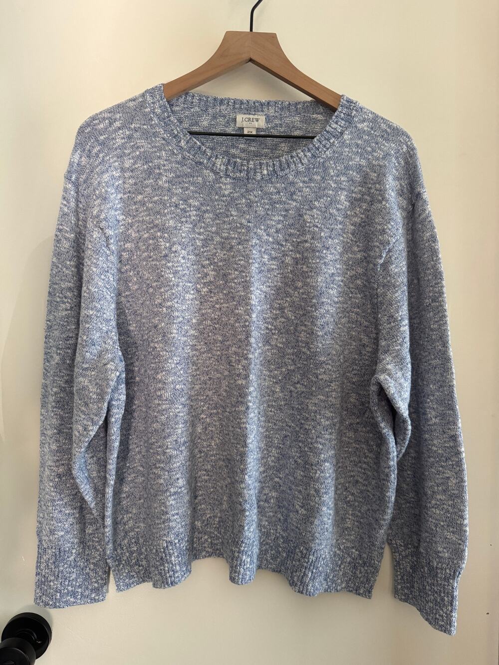 J.Crew cotton blue & white marled crew neck sweater - 2L